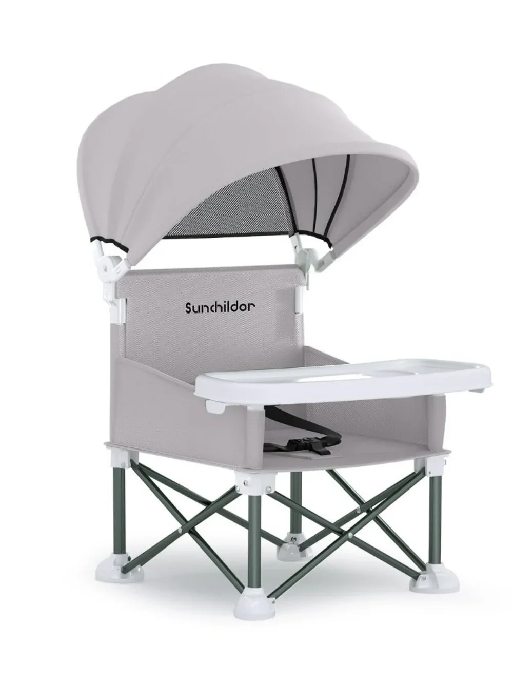 Baby Booster Seat Gray Foldable Removable Canopy Sunchildor